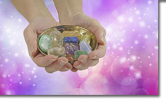 beautiful hands holding crystals gems